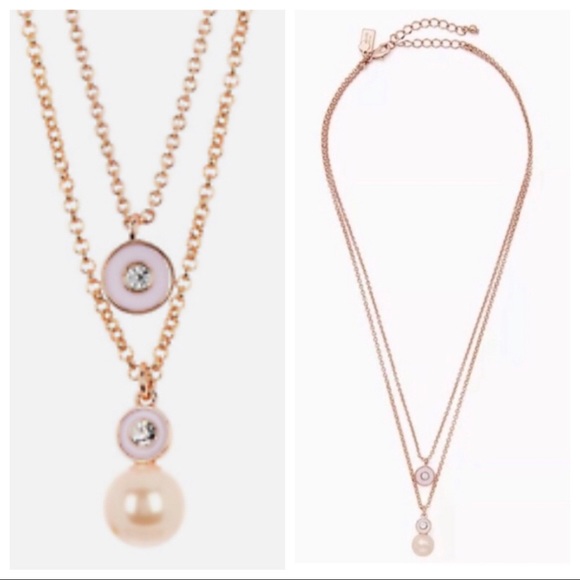 NWT KATE SPADE Light Pink Pearly Delight Duo Necklace - Picture 1 of 2